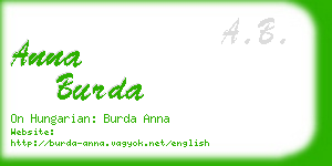 anna burda business card